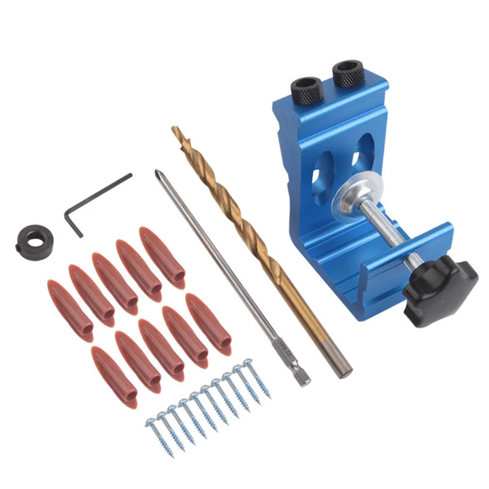 

27pcs Pocket Hole Jig Kit Oblique Hole Locator with 9mm Step Drill Bit 15 Degree Dowel Drill Joinery Doweling Hole Puncher