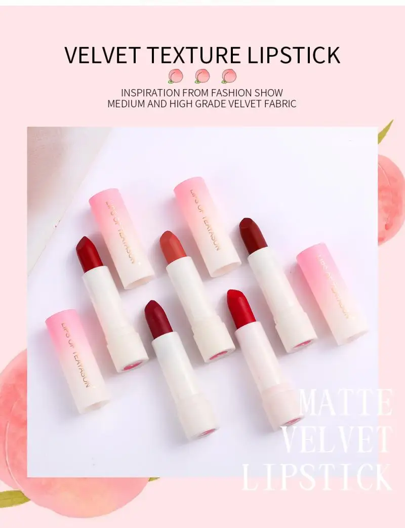 Милая персиковая матовая помада бархатная красная в стиле ретро водостойкая не
