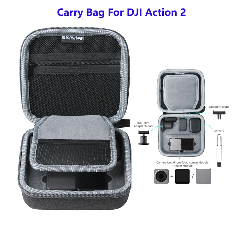 

Мини-сумка для переноски DJI ACTION 2, чехол, Портативная сумка для хранения, аксессуары для DJI ACTION 2, запчасти для камеры