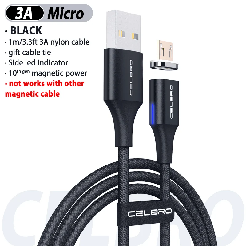 black for mirco Магнитный usb-кабель для зарядки 5A/3A Tipe c mi cro Usb Cavo Magnetico быстрое зарядное устройство магнитный кабель для xiaomi mi a3 huawei - Цвет: black for mirco