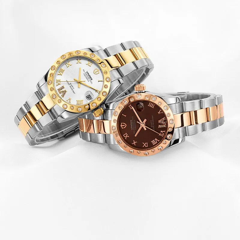 Женские кварцевые часы со стальным браслетом цвета розового золота|quartz jelly