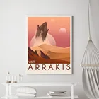 Постеры для путешествий посетите Arrakis, художественные картины на холсте, винтажные настенные картины, печать, украшение для дома и комнаты, червь с песком, подарок, без рамки