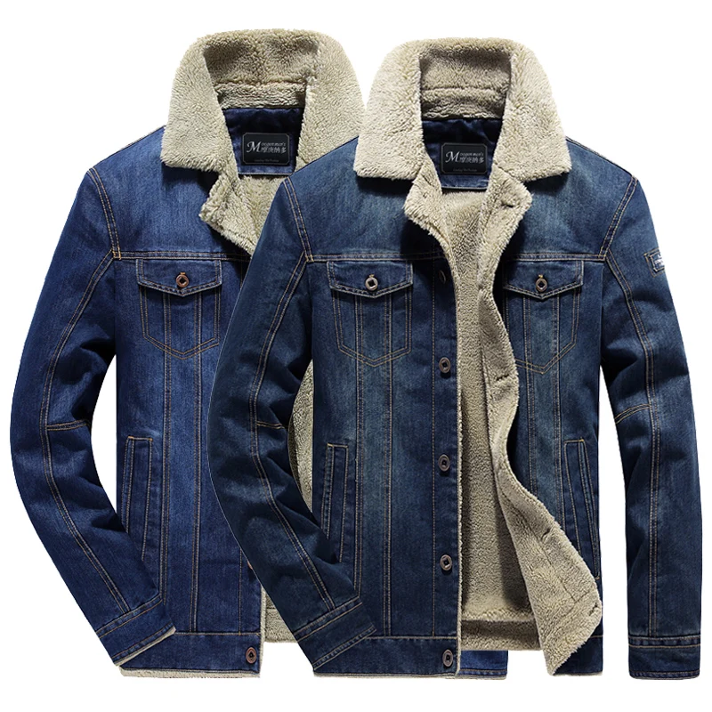 

2022 Men Winter Fashion Cowboy Jacket Trendy Warm Fur Liner Denim Thick Jacket Top Coat Mens Jean Jackets Outwear Male Plus 5XL