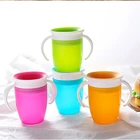 Детская силиконовая кружка с двойной ручкой, 360 градусов, с крышкой, не содержит бисфенола А