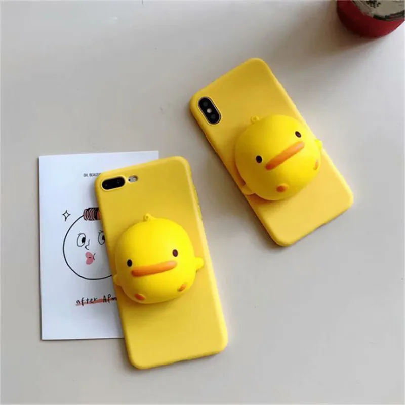 Exhard 3D Squeezable Yellow Duck Doll Phone Case For Huawei P20 P10 P30 Lite Mate 20 Honor 10 Nova 4 5 Silicone Cover | Мобильные