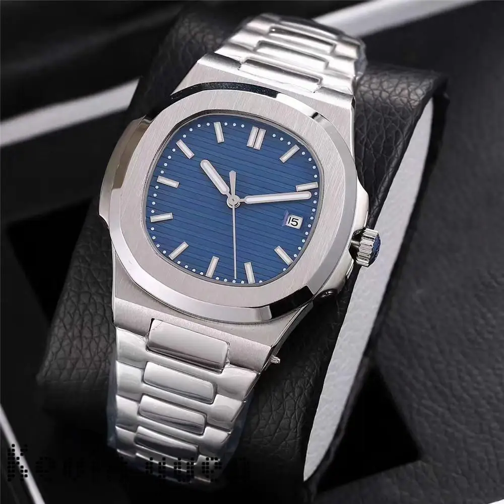 

AA+ Factory Movement Engraved Nautilus PP Automatic Mechanical Stainless Steel Transparent Back Blue Dial Men Wrist Watches