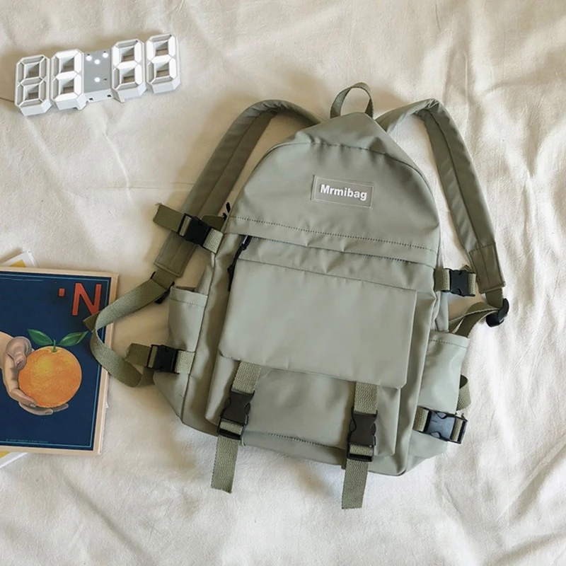 

College Style Unisex Student Schoolbag Japanese and Korean Large-Capacity Casual Webbing Front Pocket Backpack