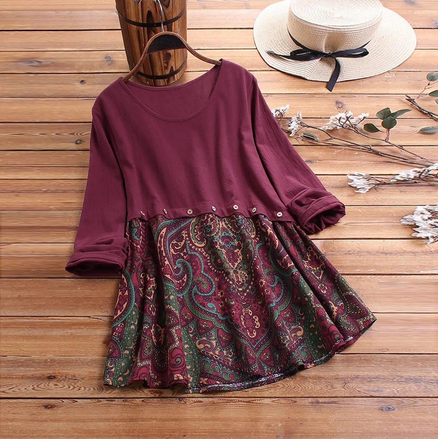 M-5XL повседневная женская Свободная блузка топ из хлопка и льна винтажная