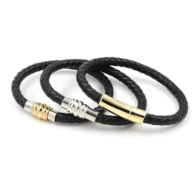 2019 модный мужской черный кожаный браслет Дружба Браслеты и браслеты Hombre подвеска