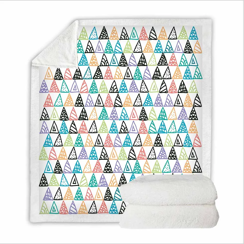 Геометрическое мягкое детское одеяло с ворсом полиэфирное шерпа Флисовое для