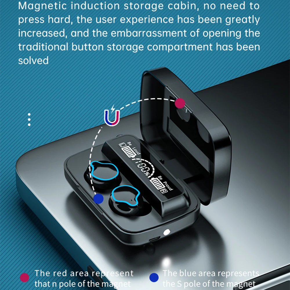 

TWS 5.1 Wireless Bluetooth Headset Digital Display Touch Earphones 9D Stereo Sound Gaming Sport Waterproof Headphones With Mic