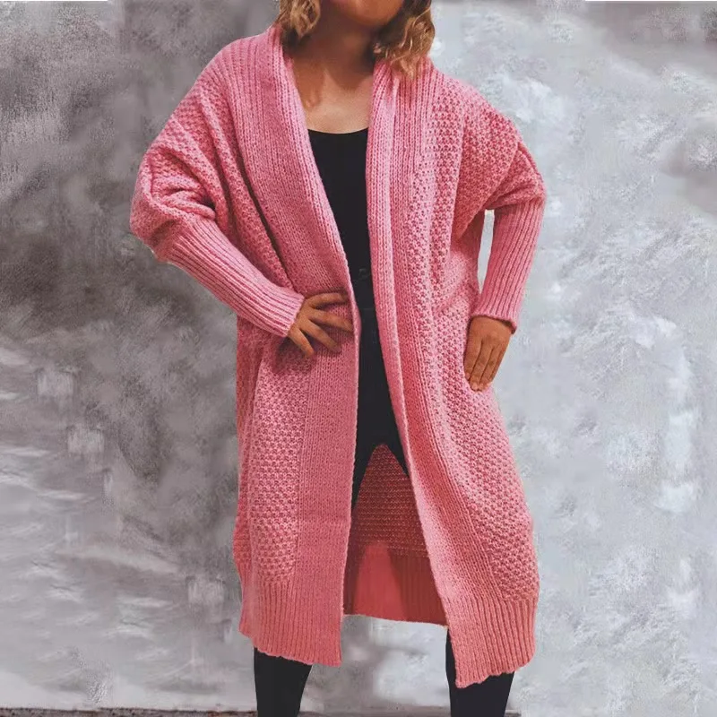 

2021 Women's Knitt Cardigan Sweater Scarf Collar Roupas Long Sleeve Solid Coats Autumn Female Loose Casual Tops Streetwear Bimba