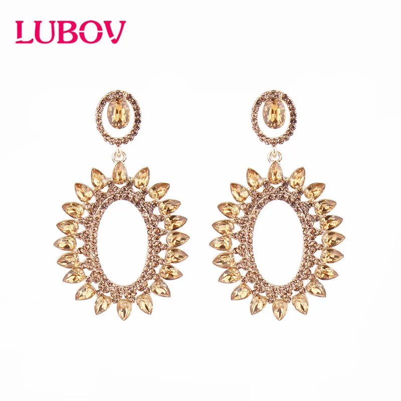 Серьги подвески в форме эллипса LUBOV большие брендовые Роскошные серьги с