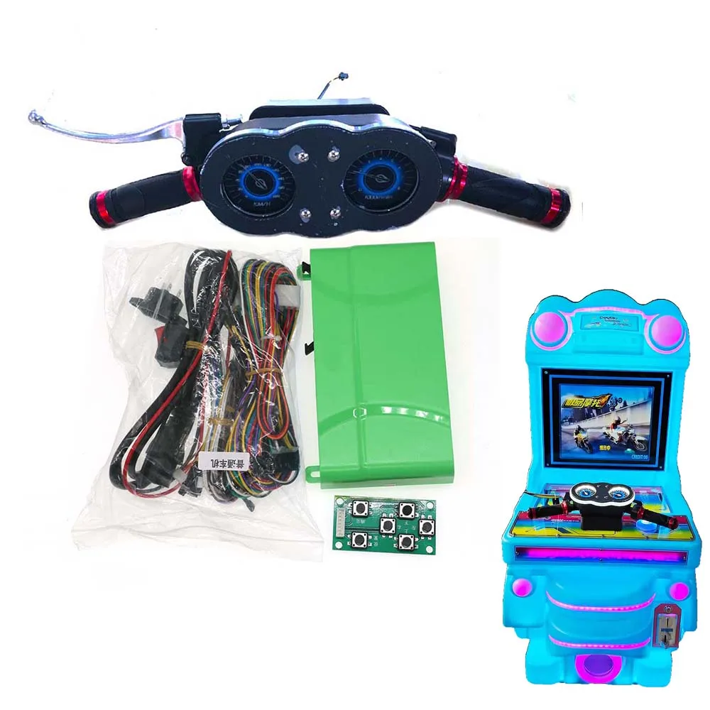 Children's Simulation Motorcycle Racing Arcade Game DIY Board English Motherboard With Wires LED Handlebars Gauges
