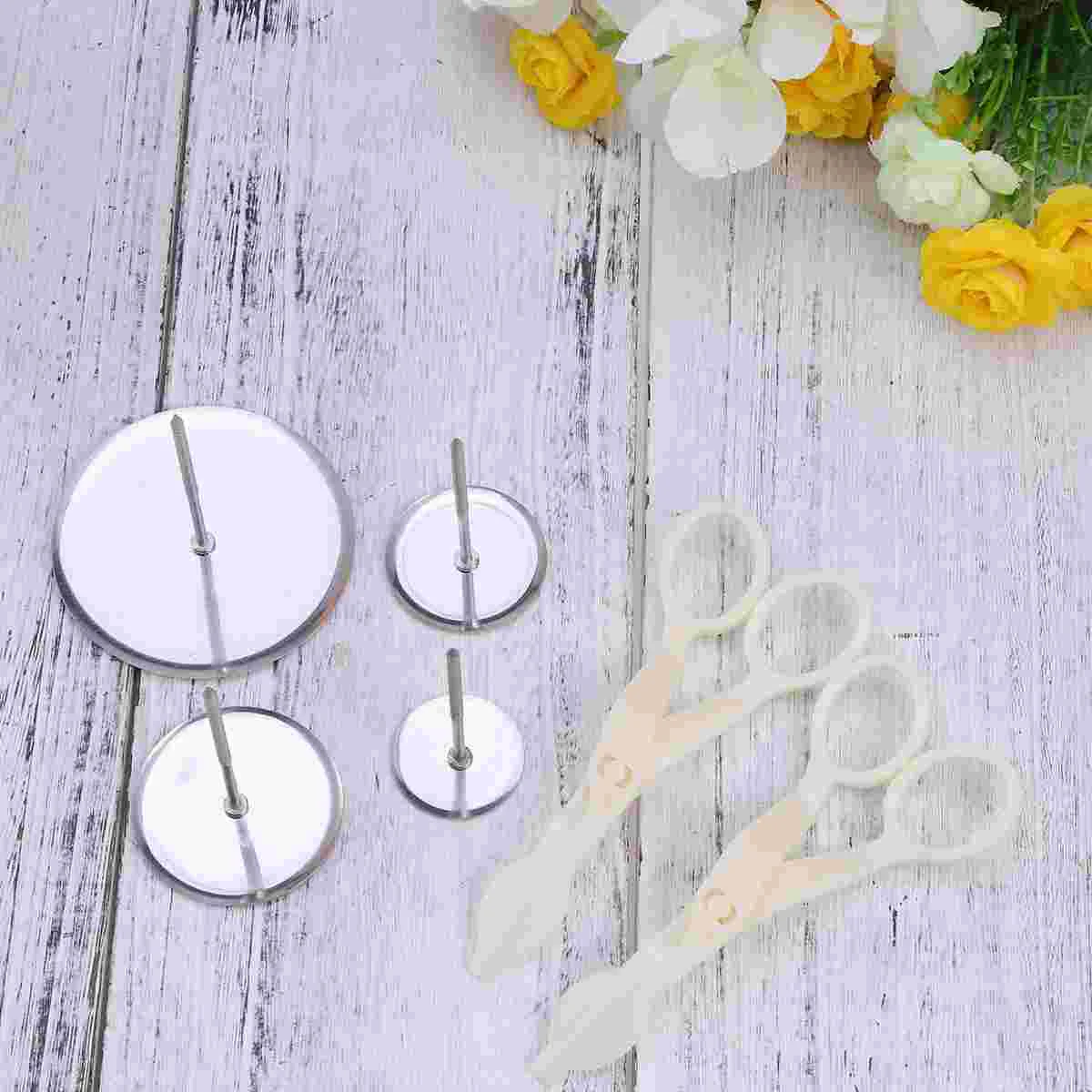 

6pcs Cake Decorating Nails Stainless Steel Cake Flower Needle And Plastic Scissor Fondant Decor Flowers Lifter Tools