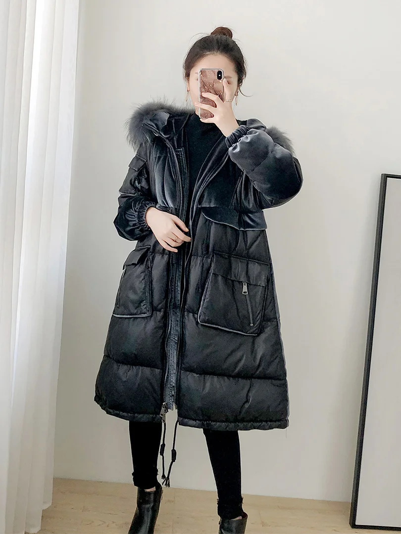 Raccoon Dog Fur Hooded Real Genuine Leather Jacket Autumn Winter Coat Women Clothes 2021 Korean Sheepskin Down Abrigo Mujer | Женская