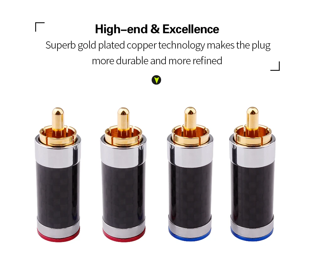 YYAUDIO разъем RCA штекер из углеродного волокна позолоченный штекер HiFi аудио разъем динамик RCA разъем адаптер припой провода RCA Termina