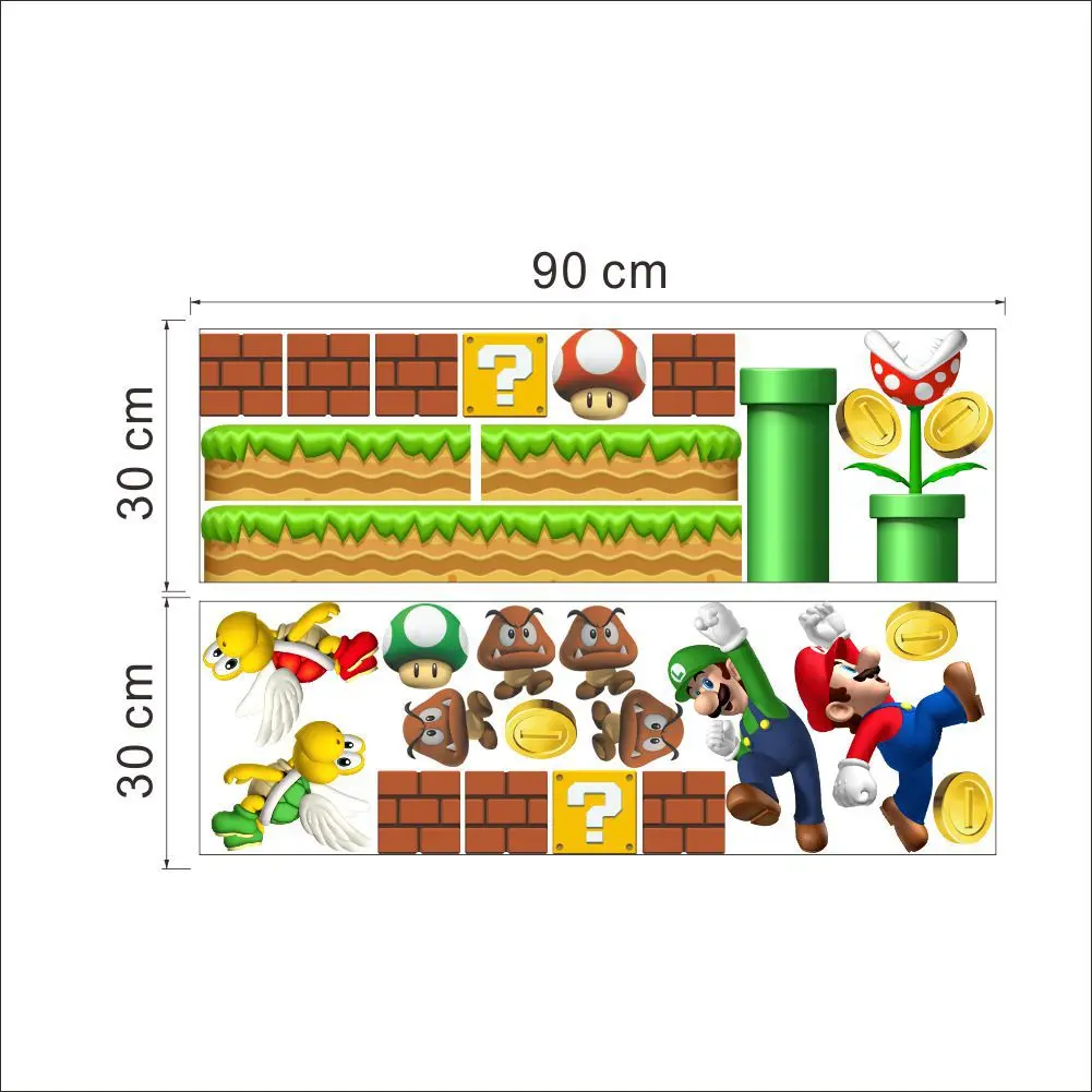 Виниловая наклейка на стену Super Mario для детской комнаты Giant Bros съемные наклейки