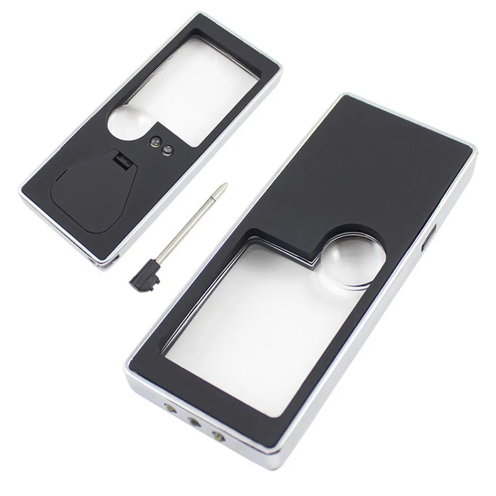 

Black Glass Magnifier Craft Loupe Jewelry Pocket Reading With LED Light