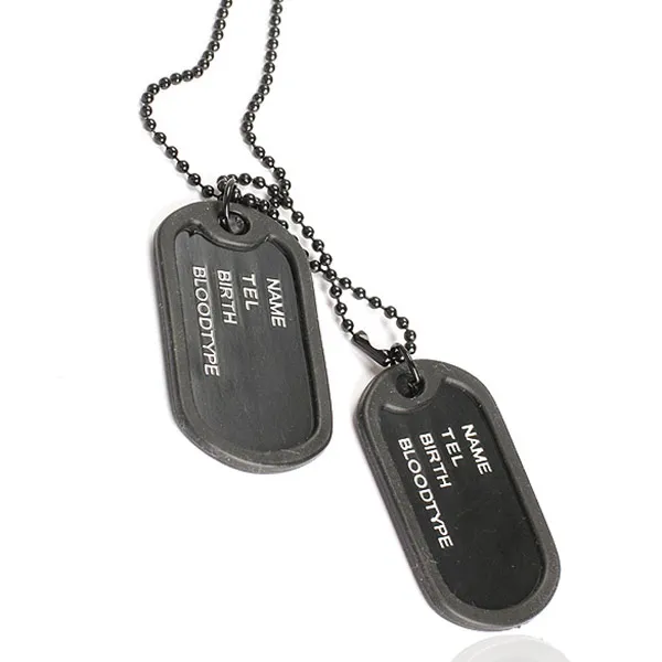 Man Dual Plates Pendant Sweater Necklace Chain Military Army Tag NOV99 | Украшения и аксессуары