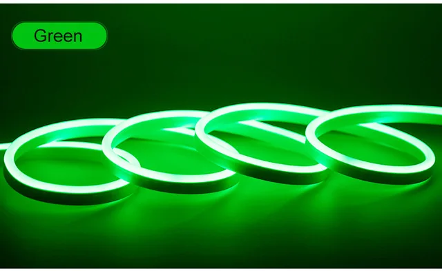 Зеленый 12v led neon rope strip light flexible waterproof ip68 2835 smd 120led white warm white yellow red green blue RGB ice blue - Испускаемый цвет: Зеленый
