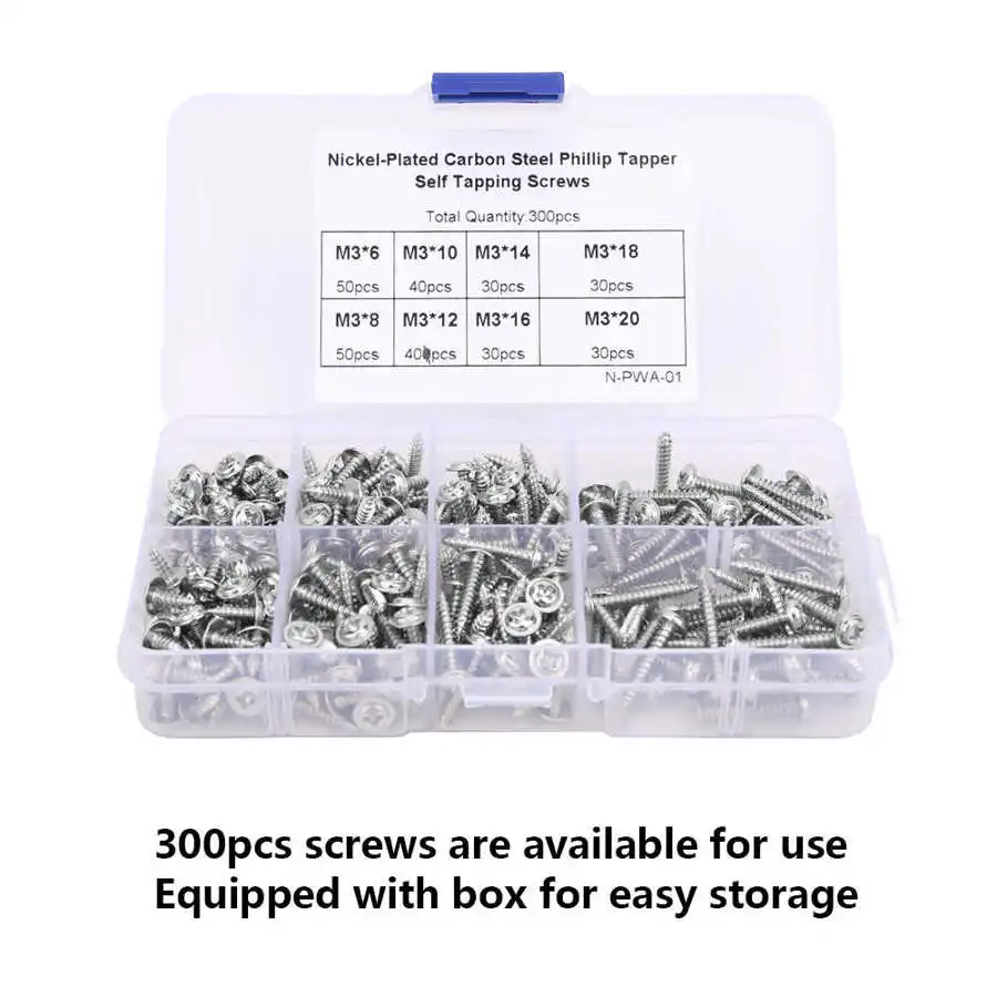 Набор для ремонта резьбы 300 шт./кор. никелированный Самонарезающий винт из