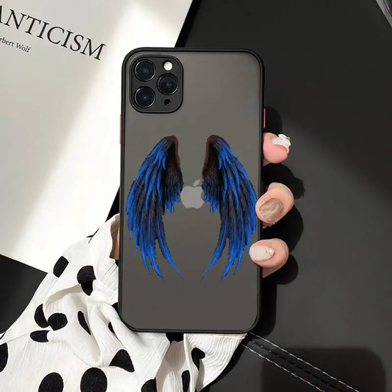 

Angel colourful wings feather black Phone Case matte transparent For iphone 7 8 11 12 plus mini x xs xr pro max cover