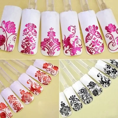 

108pcs/sheet 8 Colors Uv gel Metallique Fleurs Nail Art Foil Autocollant 3D Nail Stickers Decals Makeup Tattoos Manicure Tool
