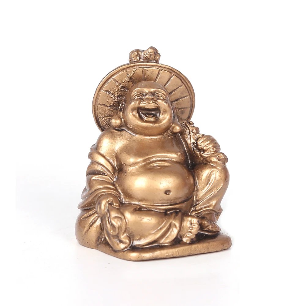 Bronze Смола Maitreya home Feng Shui украшения Смеющийся Будда большой живот Будда Ремесла украшения набор шесть Будда группа - Цвет: Bronze