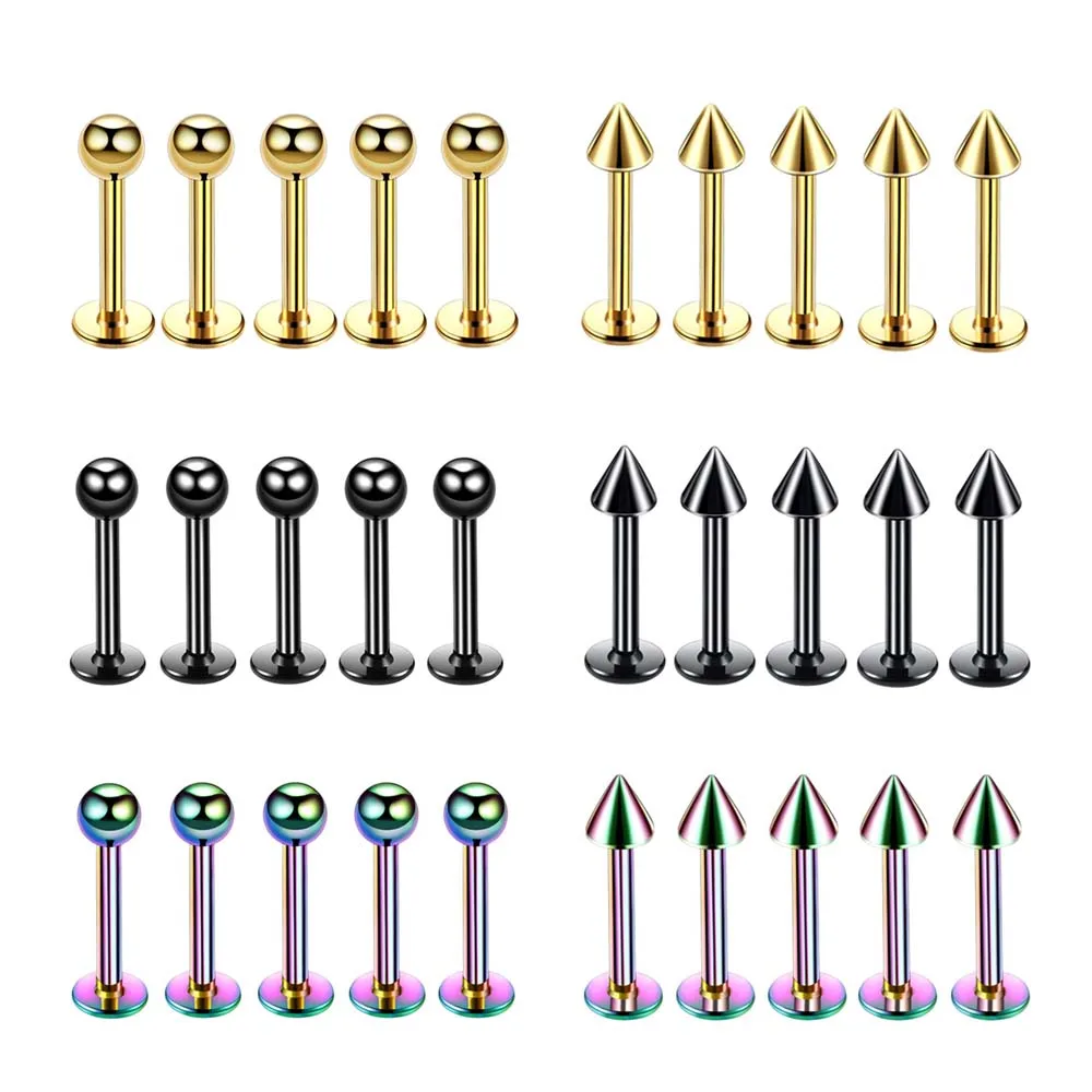 Кольцо для пирсинга губ Labret 5 шт./лот 16 г хирургическая сталь золотые серьги хрящи