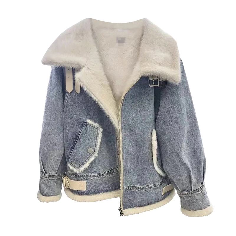 Зимняя джинсовая куртка женская новая Толстая хлопковая Parker короткая с