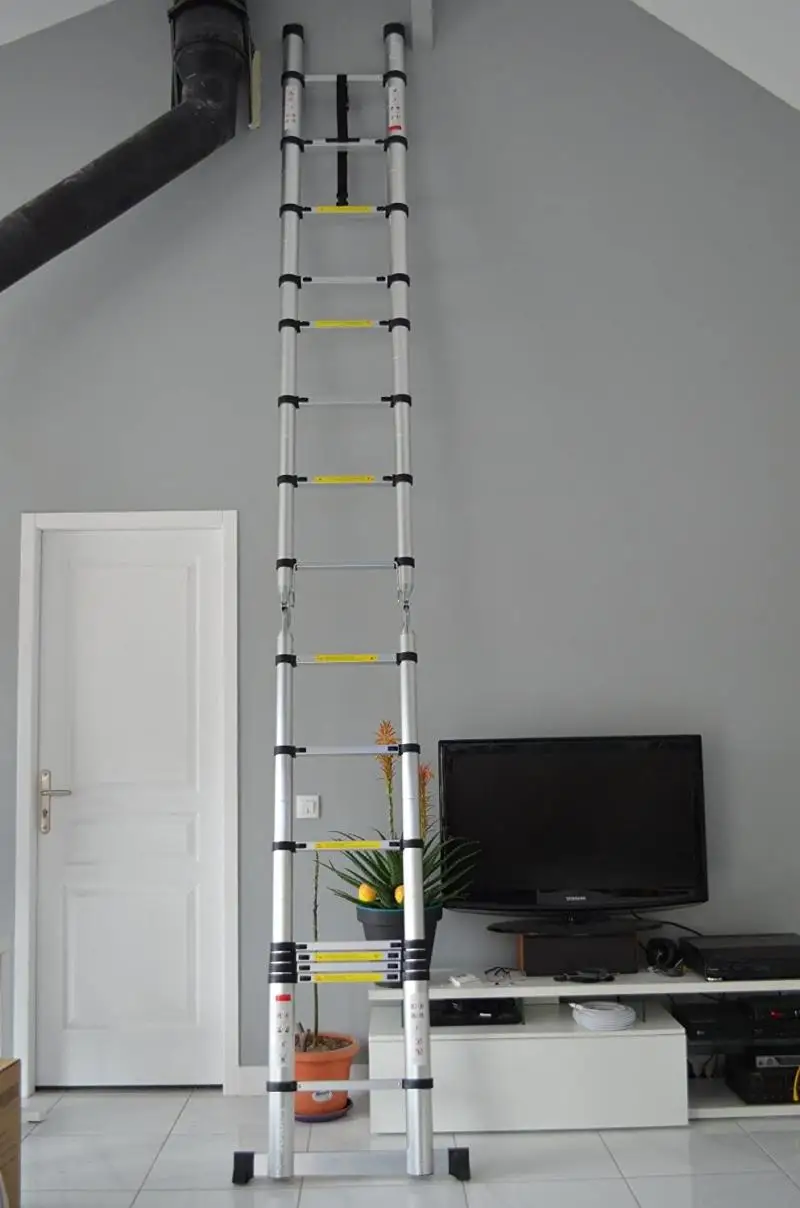 3.8m Portable Telescopic Aluminum Ladder Folding Telescopic Ladder Household Ladder Multifunctional Straight Ladder, Ladders
