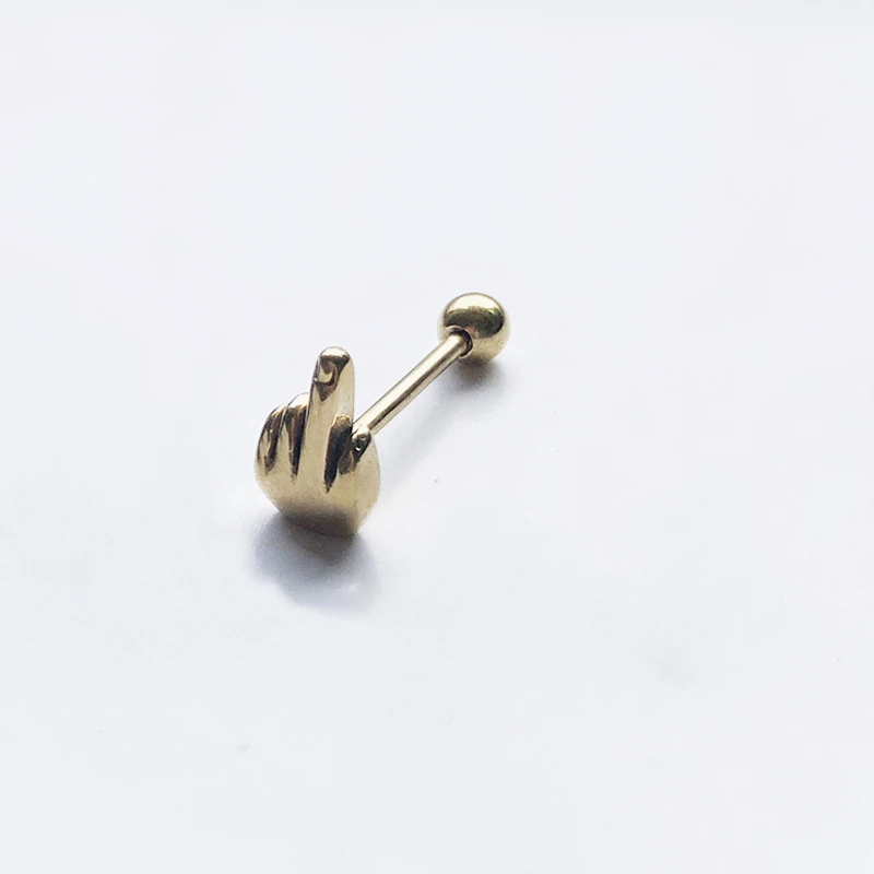 1pc gold 1 шт хирургическая сталь средний палец жестовая штанга для языка пирсинг кольца ювелирные изделия для тела панк - Окраска металла: 1pc gold