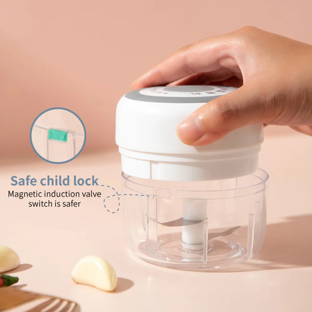 

Mini Electric Garlic Grinder Food Chopper Processor Vegetable Slicer Dicer Mincer Chop Fruits Herbs Onions Garlics Blender Tools