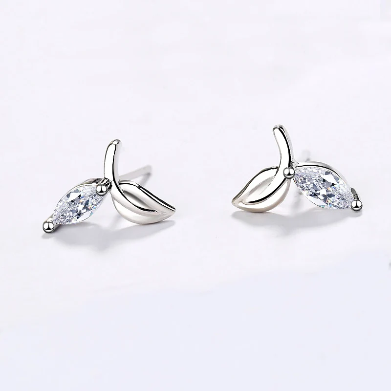 Женские серьги гвоздики в виде листьев из серебра 925 пробы|Серьги-гвоздики| |