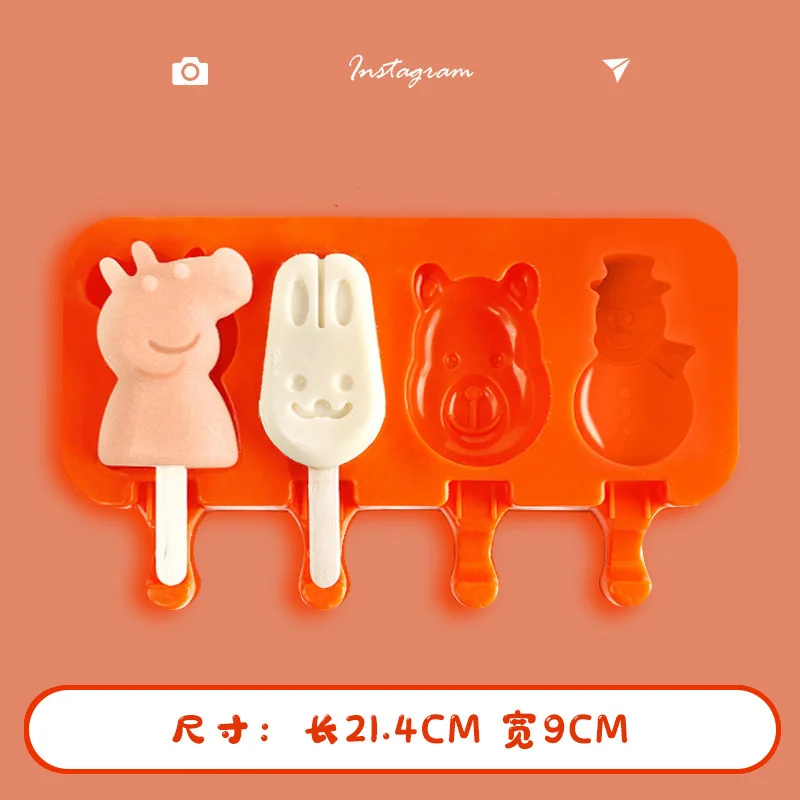 Силиконовые формочки для эскимо сделай сам в форме животного 4 полости форма