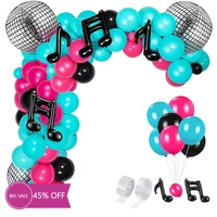 hot musical theme balloon garland arch kit party decorationspink black tiffany and music foil balloons for short video lovers