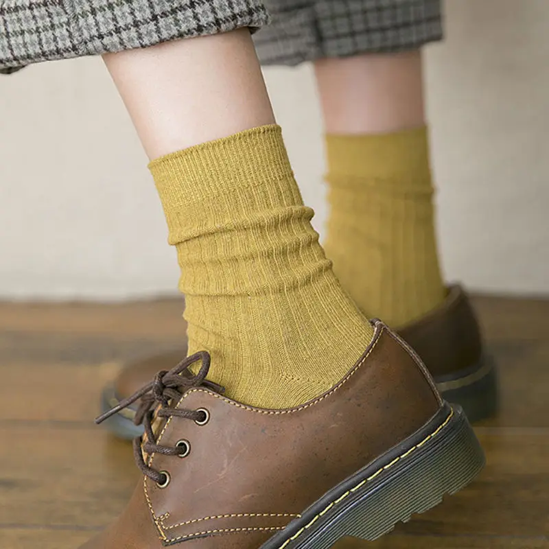 

5 Pairs Cotton Women Short Socks Solid Striped Breathable Soft Elastic Fashion Harajuku Happy Party Dress Crew Socks Hot Sell