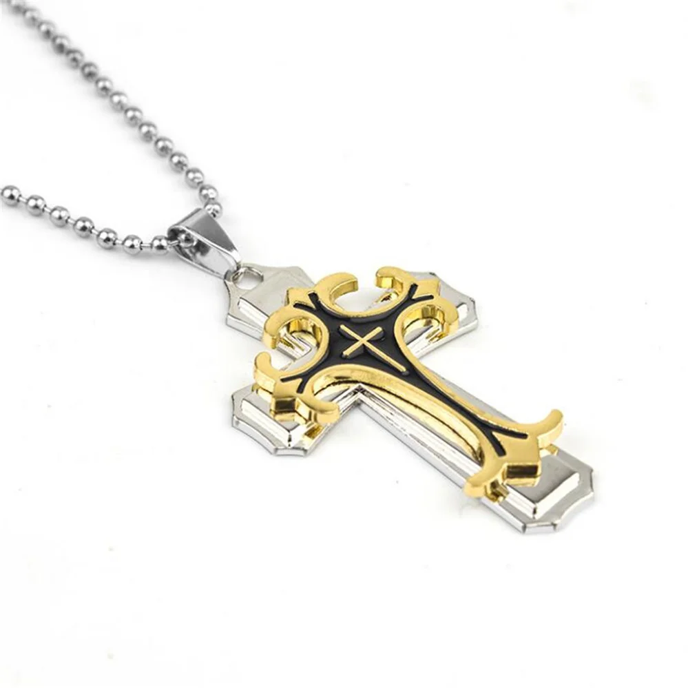 

Fashion Trend Three Layers Cross High-end Domineering Necklace Pendant Men's Holiday Gift Jewelry Wholesale