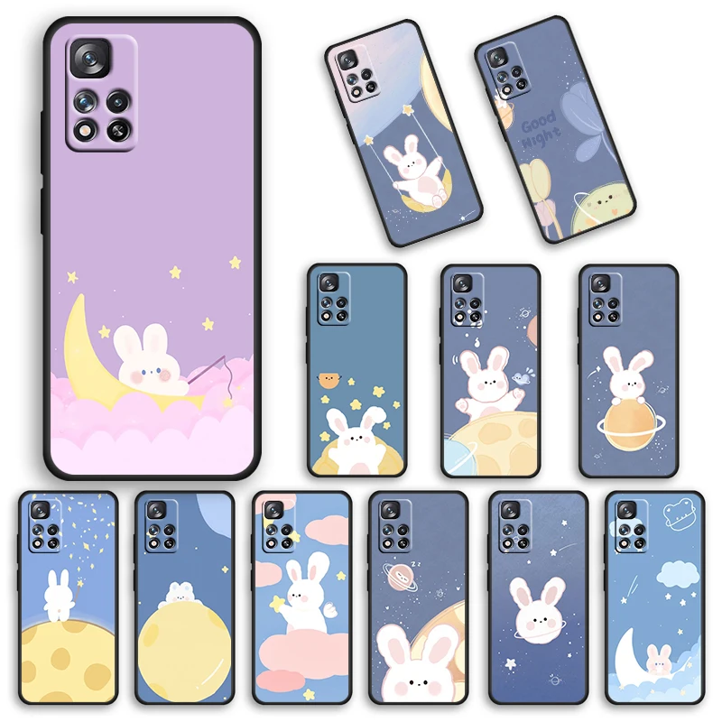 

Rabbit On The Moon Cartoon For Redmi 10 8A 9 K40 K30i 9T 10T K30T 9AT 9i 10X GO 7A K20 Silicone Pro Ultra Black Phone Case