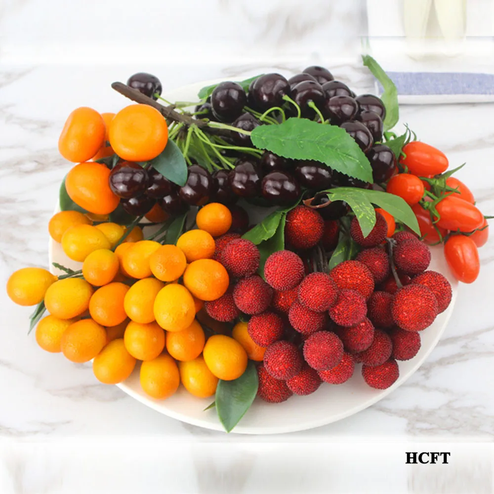 

home store shop decoration tangerine cherry waxberry tomatoes litchi Longan strawberry artificial Simulation fake fruit bunches