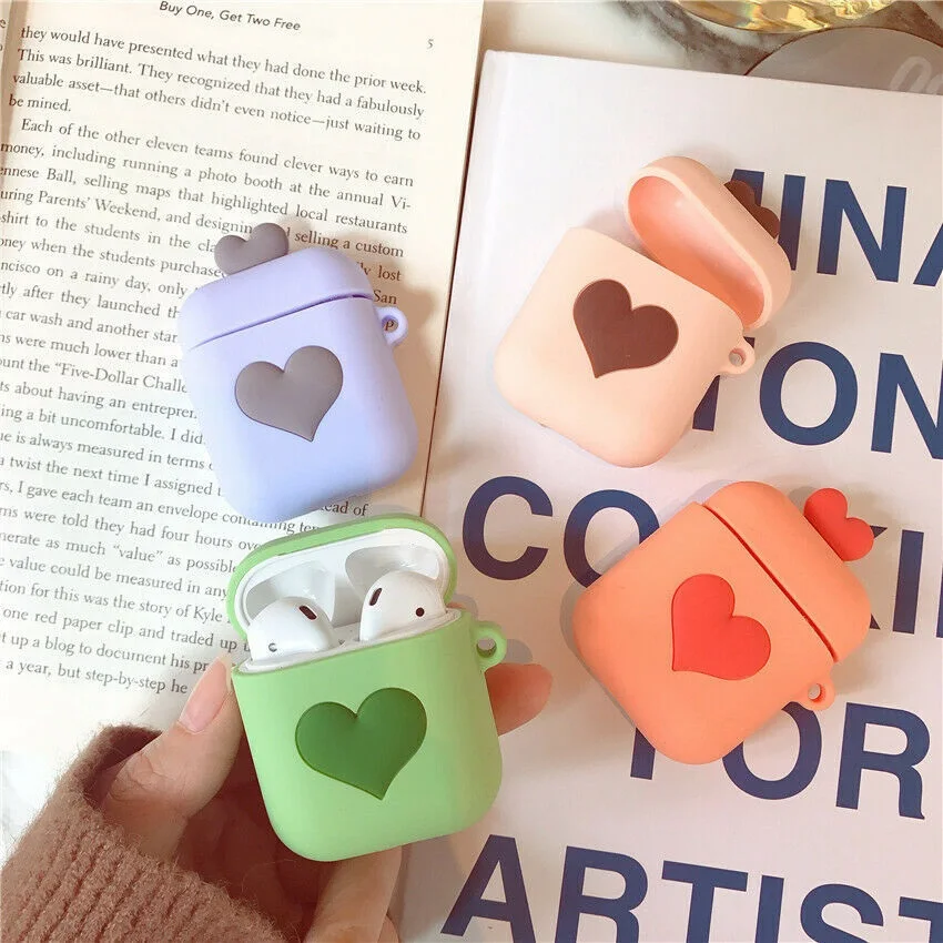 

For Apple Airpods 1 2 Heart Silicone Soft Earphone Protective Case Cover