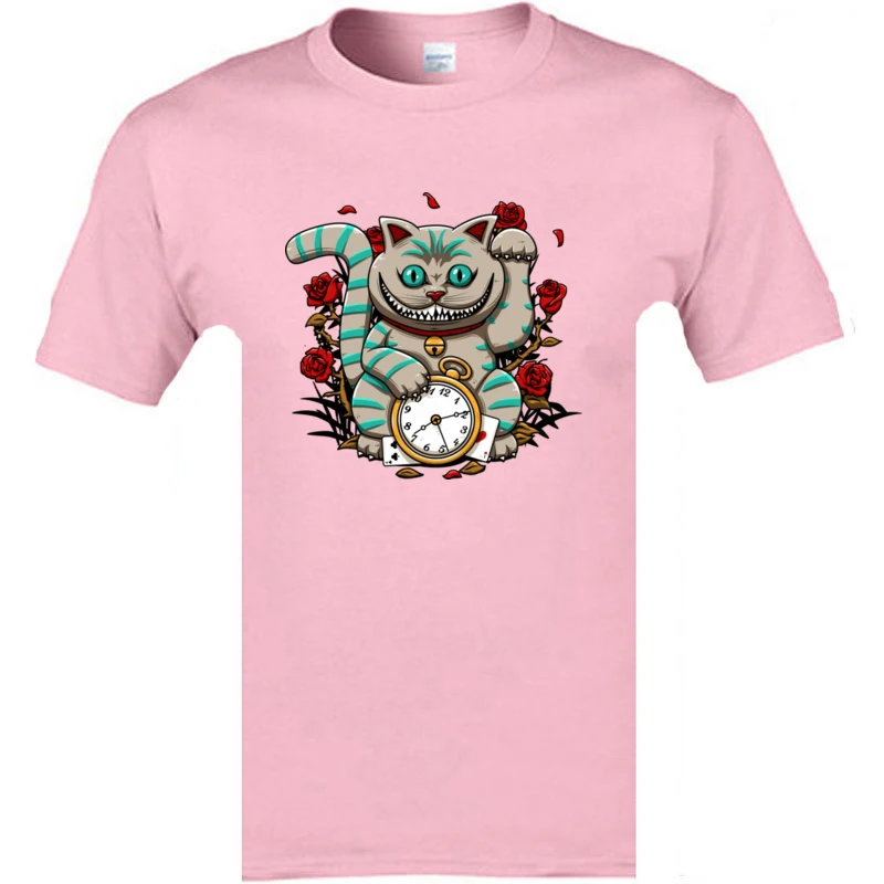 Cheshire Maneki Neko стимпанк кошка Ретро футболка простой стиль короткий рукав бренд