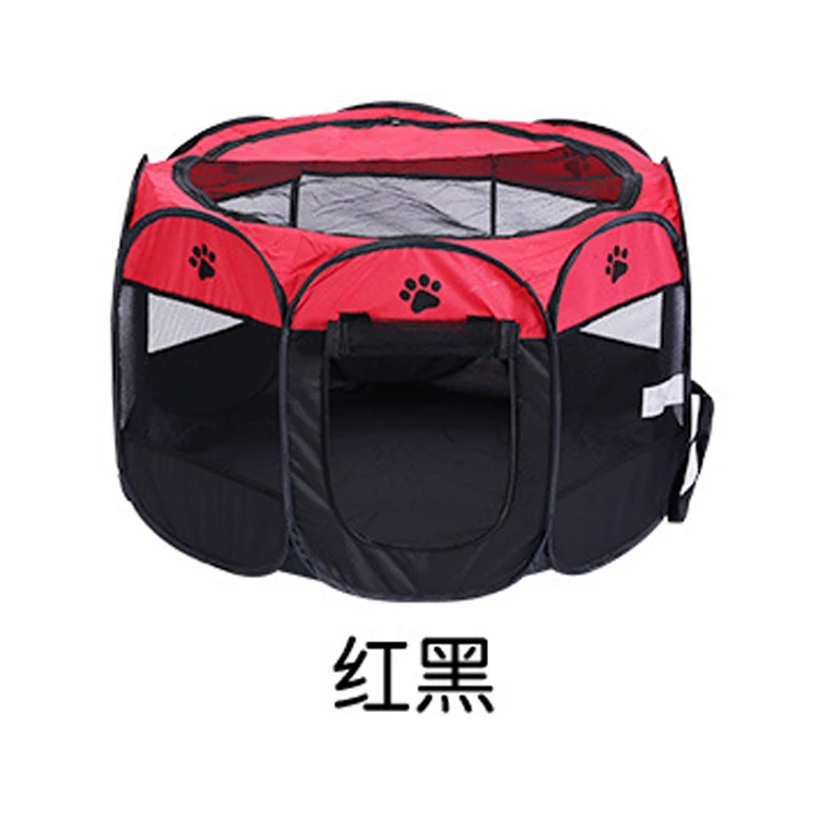 red-black Переносная Складная Клетка для собак, палатка для кошек, водостойкая ограда для собак, восьмиугольная игровая ручка - Цвет: red-black
