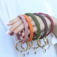 fashion rhinestones silicone o bracelet keychain geometric exaggerated outdoor sports keychain women wrist keychain accessories