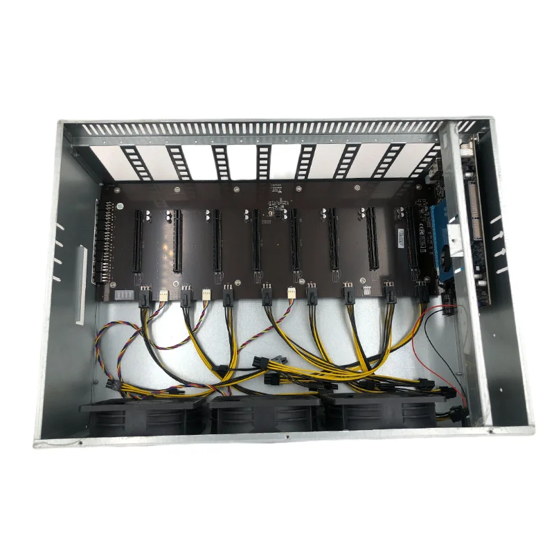 

Free shipping thickened electrolytic board chassis 8-bit graphics card ETH miner with fan in-line platform can install IC847 mot