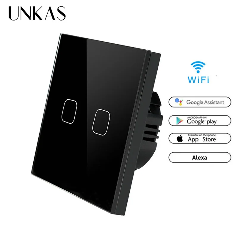 UNKAS 86 Тип Alexa Google Home сенсорный выключатель Умный светильник переключатель Wi Fi