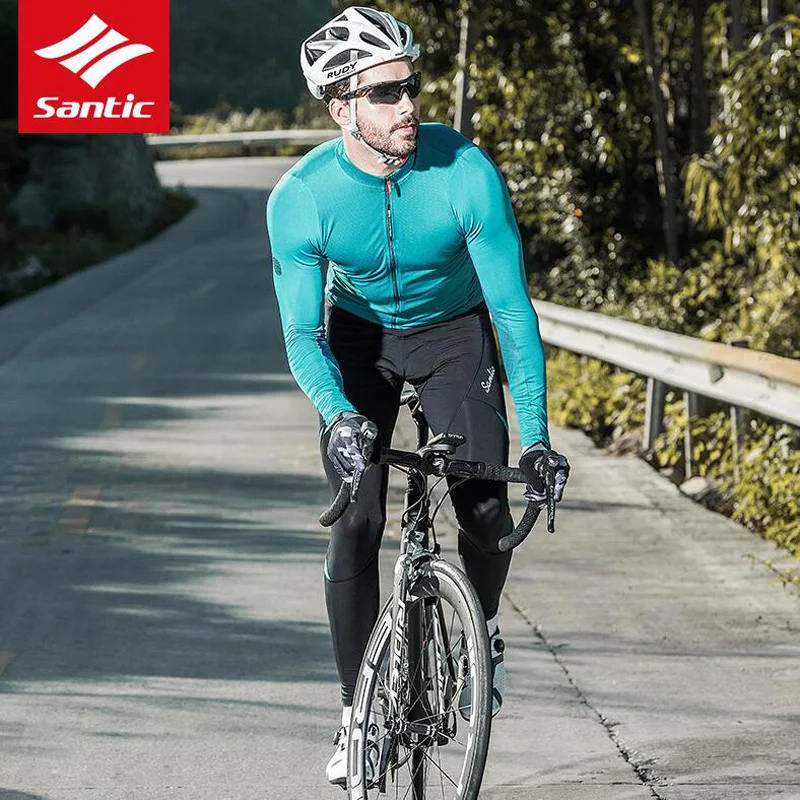 Мужские велосипедные колготки Santic летние и осенние штаны с подкладкой 4D Длинные