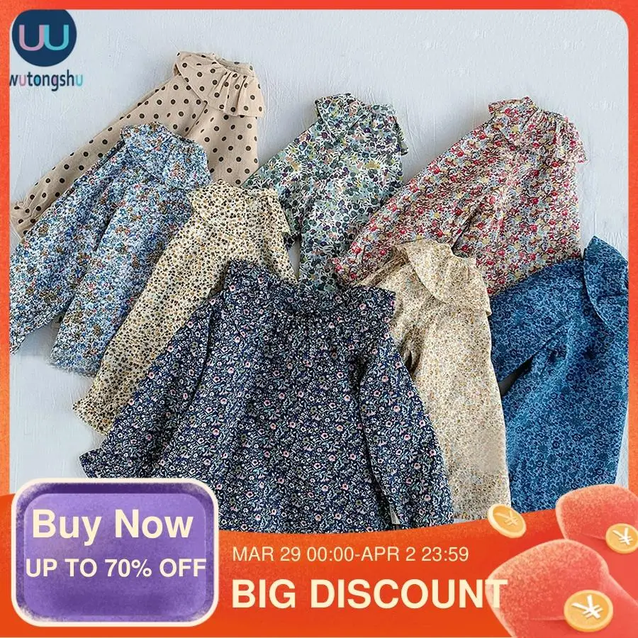 

Flower Kids Baby Girls Blouse Shirt Spring Autumn Fashion Girls Floral Shirt Long Sleeve Blue Flower Printed Girls Blouse Shirt