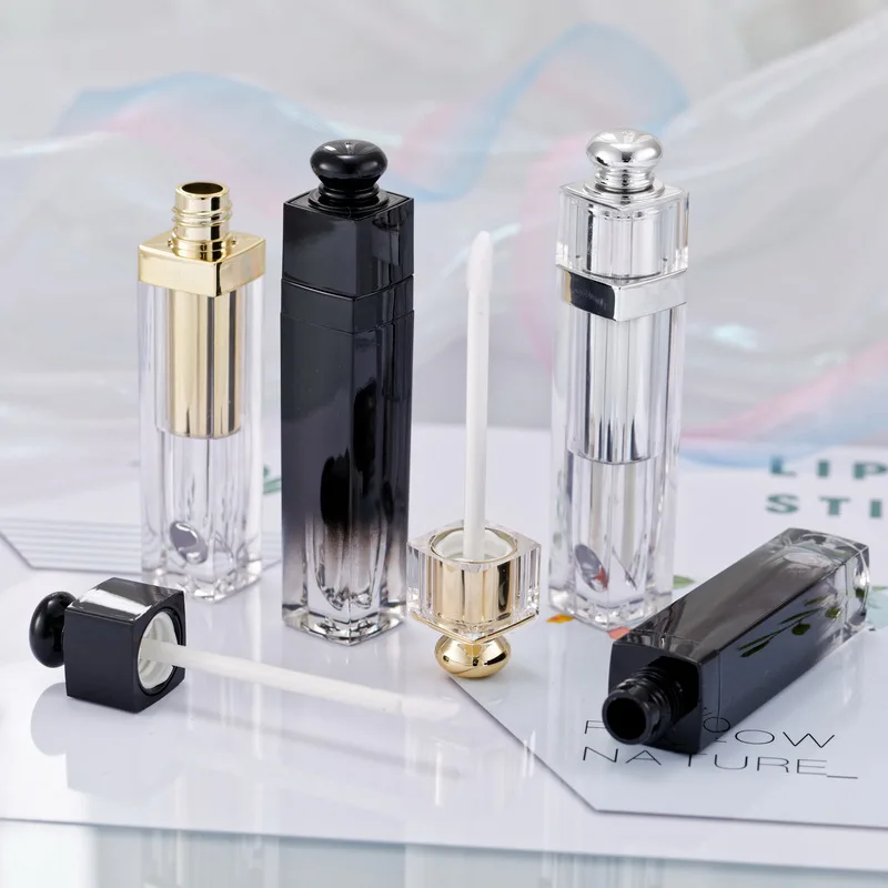 

5ml DIY Lip Gloss Plastic Box Containers Custom Logo Empty Square Lipgloss Tube Beauty Tools Wholesale Lip Gloss Split Bottle
